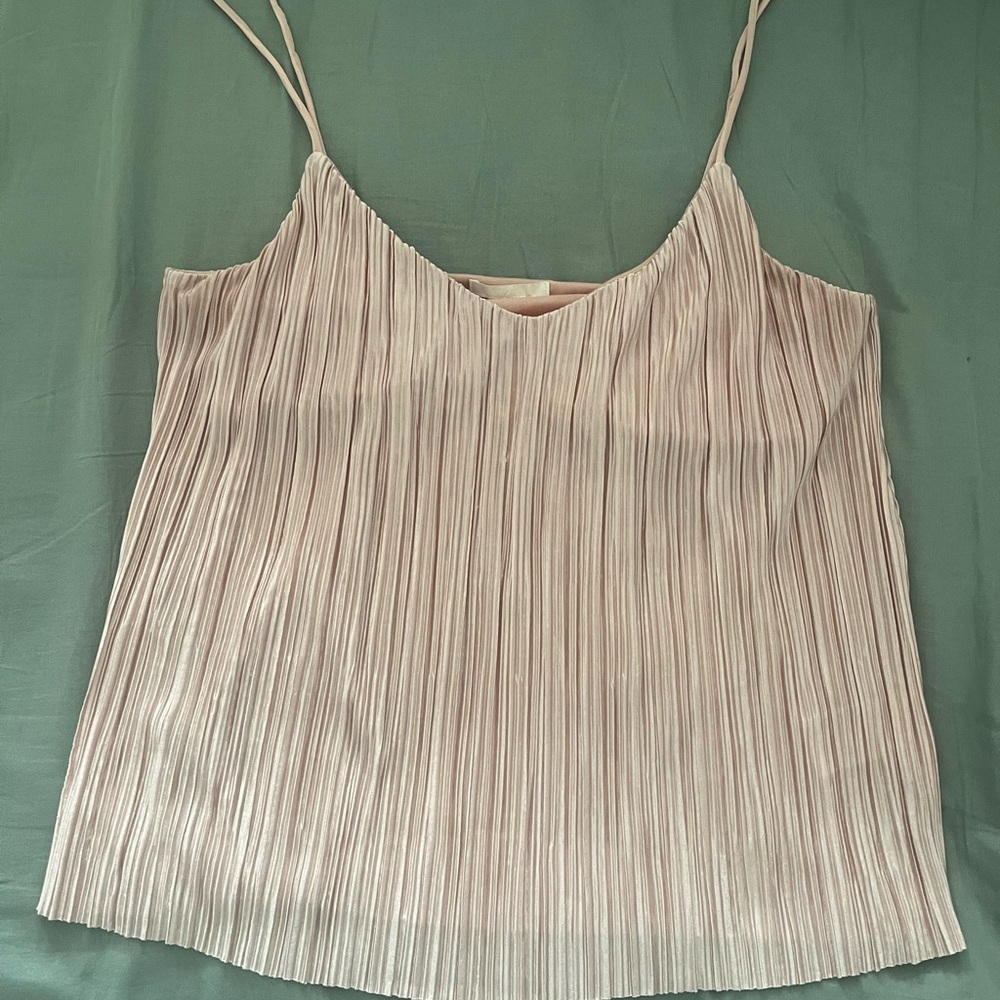 H&M Cream Pleated Spaghetti Strap Top